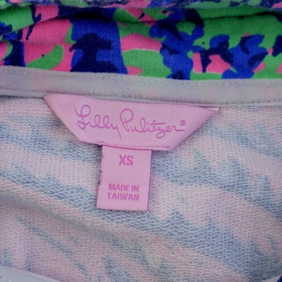Lilly Pulitzer XS Pink Blue 1/4 Zip Jacket Cotton Spandex Long Sleeve‎ - Picture 5 of 7